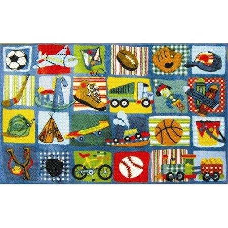 LA RUG, FUN RUGS LA Rug TSC-248 3958 Supreme Collection Funky Boys Quilt Rug - 39 x 58 Inch TSC-248 3958